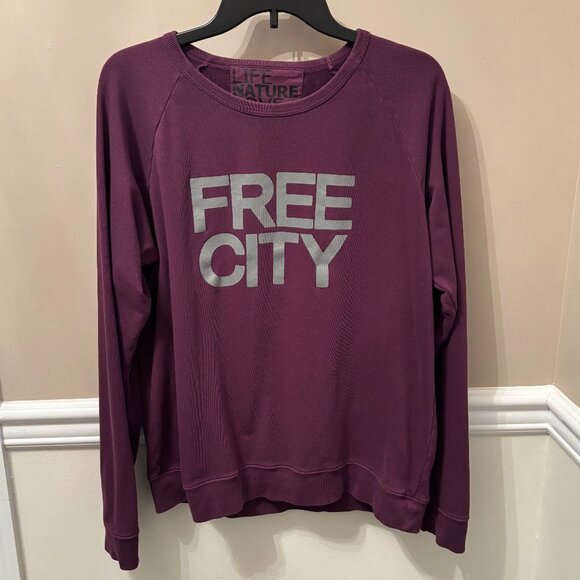 FREE CITY Sweatshirt Size L (3) in color Burgundy/Gray Letters - Picture 1 of 2